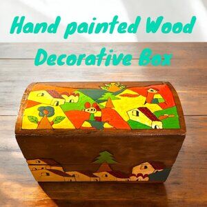 Vintage Hand Painted Decorative Wood Box~ Domed~ El Salvador (H)